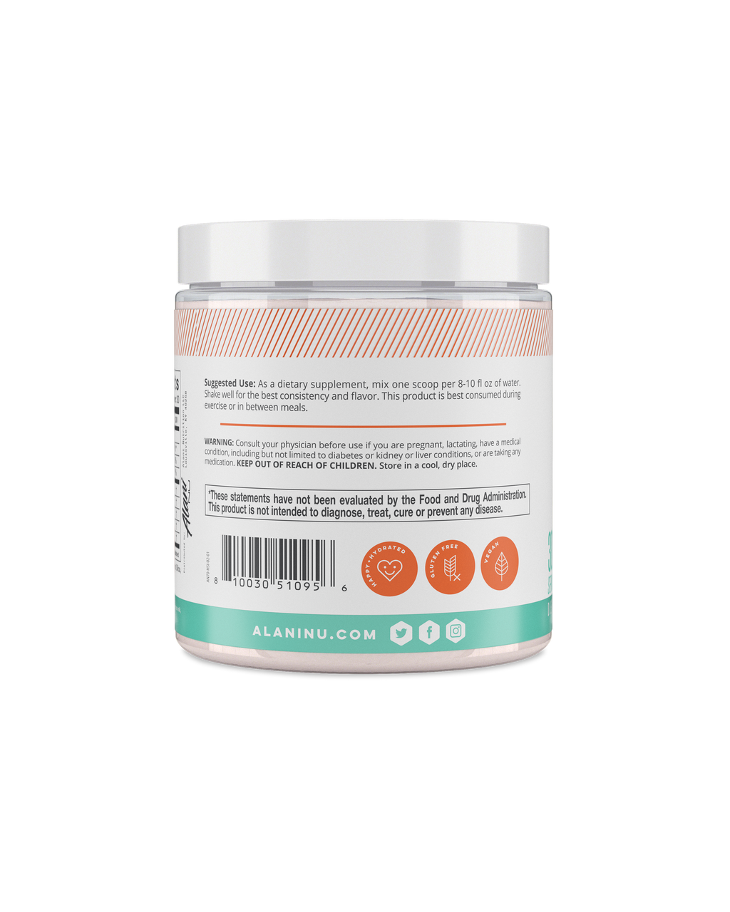 A side view of BCAA in Hawaiian Shaved Ice flavor.